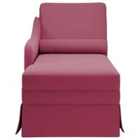 Chaise longue met bolster en rechterarmleuning fluweel wijnrood - thumbnail