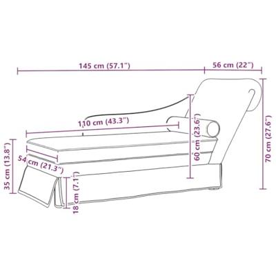Chaise longue met bolster&rechterarmleuning fluweel donkergrijs