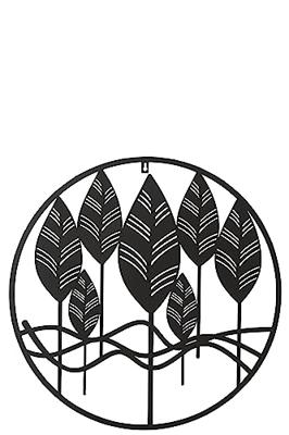 J-Line wanddecoratie Bladeren - metaal - zwart