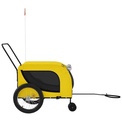 Hondenfietstrailer oxford stof en ijzer geel en zwart - thumbnail