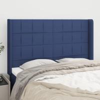 Hoofdbord met randen 147x16x118/128 cm stof blauw - thumbnail