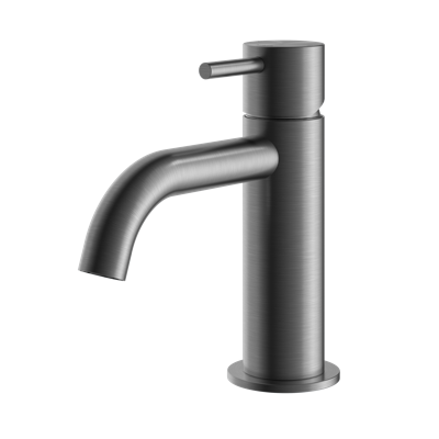 Hotbath Archie - Wastafelmengkraan - zonder Waste - Laag - Geborsteld Gunmetal PVD - Opbouw - Messing - V01