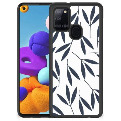 Samsung Galaxy A21s Skin Case Leaves Blue