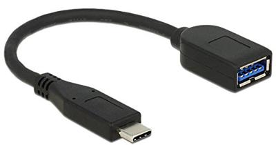Delock USB-C-kabel USB-C stekker, USB-A bus 0.10 m Zwart 65684