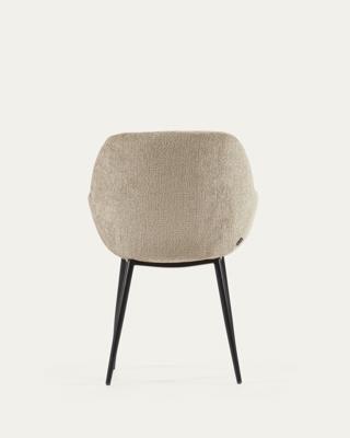 Kave Home Konna eetkamerstoel chenille Beige poot zwart
