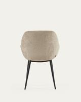 Kave Home Konna eetkamerstoel chenille Beige poot zwart - thumbnail