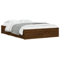 Bedframe met lades bewerkt hout bruin eikenkleur 120x190 cm - thumbnail