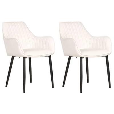 Beliani - WELLSTON - Eetkamerstoel set van 2 - Crème - Fluweel