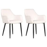 Beliani - WELLSTON - Eetkamerstoel set van 2 - Crème - Fluweel - thumbnail