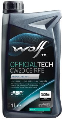 Wolf motorolie "officialtech c5 rfe". motoroil 0w20 1l offic.tech c5 rfe