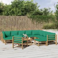 12-delige Loungeset met kussens bamboe groen - thumbnail