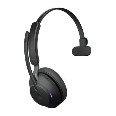 Jabra Evolve2 65 monaural On Ear headset Bluetooth Stereo Zwart Volumeregeling, Indicator voor batterijstatus, Microfoon uitschakelbaar (mute) Telefoon