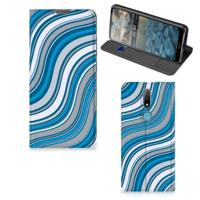 Nokia 2.4 | Hoesje met Magneet | Waves Blue - thumbnail