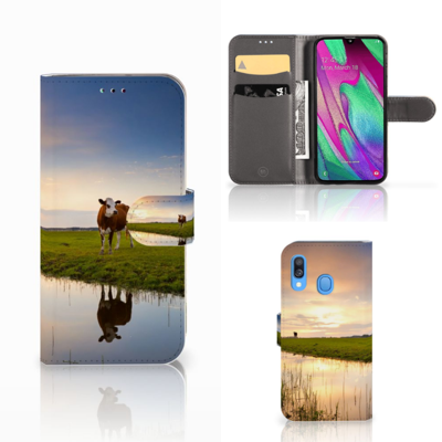 Samsung Galaxy A40 | Telefoonhoesje | Met pasjeshouder | Koe