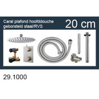 Inbouwthermostaatset Wiesbaden Caral Rond 20cm Plafonduitloop Geborsteld RVS PVD Coating - thumbnail
