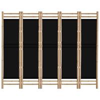 Kamerscherm 5-panelen inklapbaar 200 cm bamboe en canvas - thumbnail