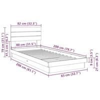 Bedframe hoofdeinde zonder matras 80x200 cm massief hout eiken - thumbnail