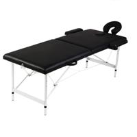 VidaXL Massagetafel met 2 zones inklapbaar aluminum frame zwart - thumbnail