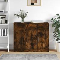 Dressoir 91x28x75 cm bewerkt hout gerookt eikenkleurig - thumbnail