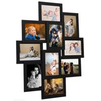 VidaXL Fotolijst voor 10x(10x15 cm) foto mdf zwart - thumbnail