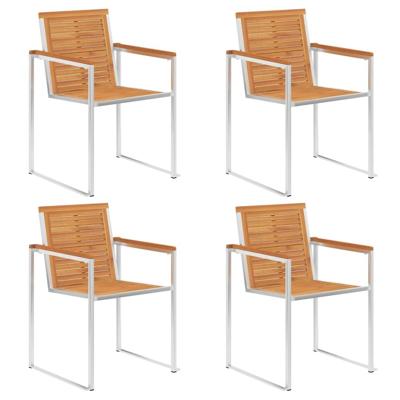 Tuinstoelen 4 st massief acaciahout en roestvrij staal