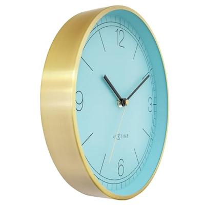 Wandklok 25cm-Geruisloos-Groen/Turkoois/Wit/Zwart-Metaal-NeXtime 'Bolero'