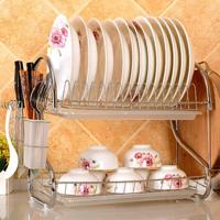 Multifunctionele keuken RVS dubbele Diskes rack opknoping mes hakken blok houder - thumbnail