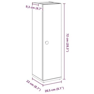 Badkamerkast met rolhouder 20,5x22x72 cm gerookt eikenkleurig Badkamerkast met rolhouder 20,5x22x72 cm gerookt eikenkleurig