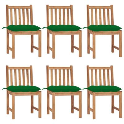 Tuinstoelen 6 st met kussens massief teakhout