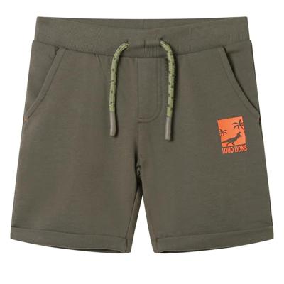 Kindershorts met trekkoord 92 donkerkaki Kindershorts met trekkoord 92 donkerkaki