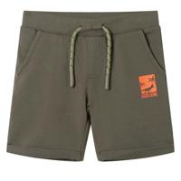 Kindershorts met trekkoord 92 donkerkaki - thumbnail