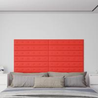Wandpanelen 12 st 1,62 m² 90x15 cm kunstleer rood - thumbnail