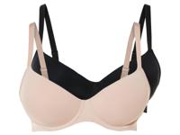 esmara 2 dames BH&apos;s (Zwart/beige, 85D) - thumbnail