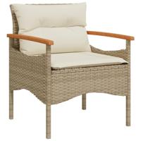 3-delige Loungeset met kussens poly rattan beige - thumbnail
