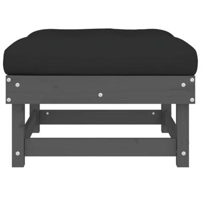 Tuinvoetenbank met kussen massief grenenhout grijs