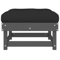 Tuinvoetenbank met kussen massief grenenhout grijs - thumbnail