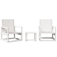 3-delige Loungeset massief grenenhout wit - thumbnail