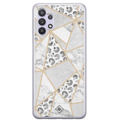 Samsung Galaxy A32 5G siliconen hoesje - Stone & leopard print Samsung Galaxy A32 5G siliconen hoesje - Stone & leopard print
