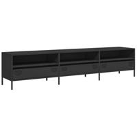 Tv-meubel 202x39x43,5 cm koudgewalst staal zwart - thumbnail