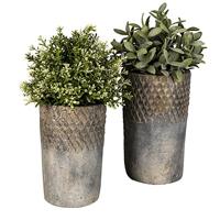 Clayre & Eef Bloempot Ø 14x23 cm Grijs Steen Rond Bloempot binnen - thumbnail