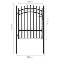 VidaXL Poort met speerpunten 100x125 cm staal zwart - thumbnail