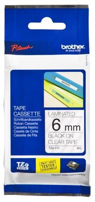 Brother TZE-111 labelprinter-tape Zwart op zilver Brother TZE-111 labelprinter-tape Zwart op zilver