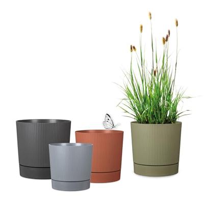 Ronde bloempot met reservoir - GARDEN ID - Lino - Ø 29 - 14 L - H 29 cm - Zuiver grijs