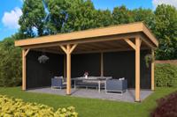 Tuindeco Oslo XL Overkapping type 2 678x430 cm Lariks/Douglashout blank en Zweeds rabat zwart- Plat dak- Onbehandeld lariks Douglas hout- Tuindeco - thumbnail