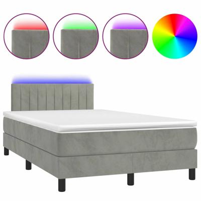 Boxspring met matras en LED fluweel lichtgrijs 120x200 cm