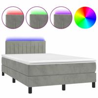 Boxspring met matras en LED fluweel lichtgrijs 120x200 cm - thumbnail