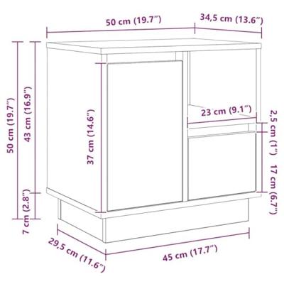 Nachtkastje 2 pcs Gerookt eiken 50 x 34.5 x 50 cm. Bewerkt hout
