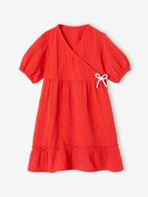 Meisjesjurk met ruches rood