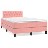 Boxspring met matras fluweel roze 120x200 cm - thumbnail