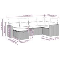 6-delige Loungeset met kussens poly rattan bruin - thumbnail